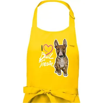 Kuchyňská zástěra I love bull terrier - Dámská zástěra na vaření - Univerzální velikost ( Žlutá )