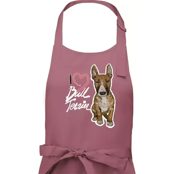 Kuchyňská zástěra I love bull terrier - Dámská zástěra na vaření - Univerzální velikost ( Starorůžová )