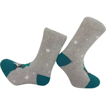 Dětské froté ponožky Mrož - 24-28 / šedá/tyrkys