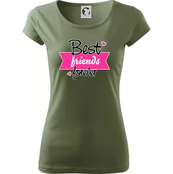 Dámské tričko Best friends stuha - Dámské triko Pure - XS ( Khaki )