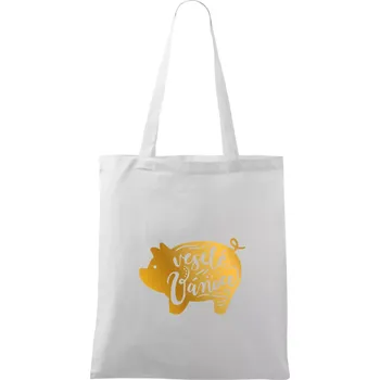 Zlaté prasátko - Taška bavlněná - 42 x 38 cm ( Bílá )
