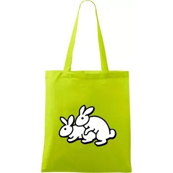 Dupající králící - Taška bavlněná - 42 x 38 cm ( Limetková )