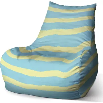 Sedací pytel Sablio Sedací vak Bean Modrožluté pruhy - 100 x 90 x 45 cm