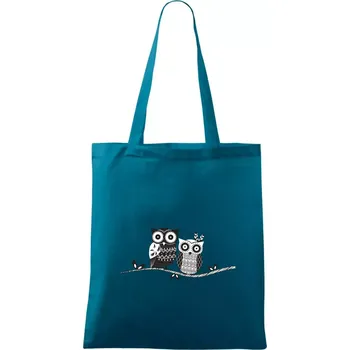 Dvě sovy abstraktní - Taška bavlněná - 42 x 38 cm ( Petrolejová )