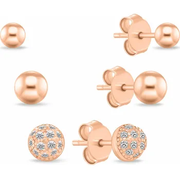 Náušnice Brilio Silver Pozlacená sada peckových náušnic SET297R (3 páry náušnic) + 2 měsíce na vrácení zboží