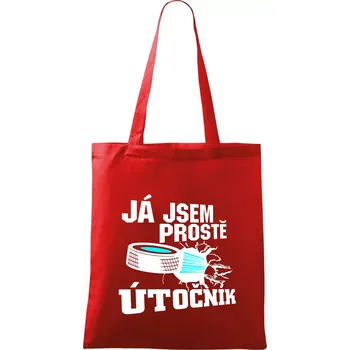 Nákupní taška Já jsem prostě útočník (hokej) - Taška bavlněná - 42 x 38 cm ( Červená )