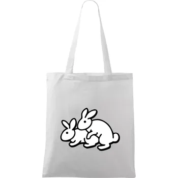 Dupající králící - Taška bavlněná - 42 x 38 cm ( Bílá )