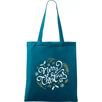 Merry christmas - nápis kulatý - Taška bavlněná - 42 x 38 cm ( Petrolejová )