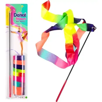 Stuha Barevná gymnastická stuha s tyčkou pro tanec a gymnastiku