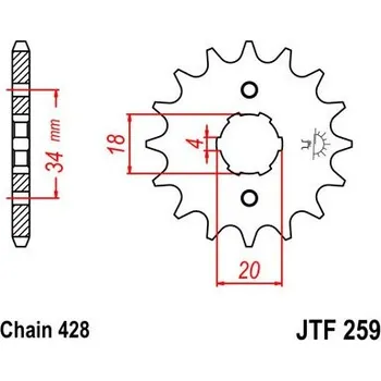 Řetězová sada pro motocykl Řetězové kolečko JT JTF 259-12 12 zubů, 428
