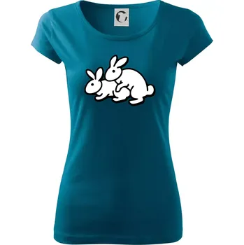 Dámské tričko Dupající králící - Dámské triko Pure - 2XL ( Petrolejová )