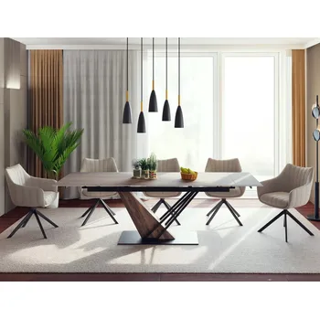 Jídelní stůl Designový rozkládací stůl FARES - dub / černý