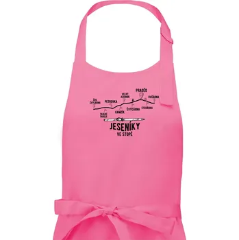Kuchyňská zástěra Jeseníky ve stopě - Pánská zástěra na vaření - Univerzální velikost ( Růžová )