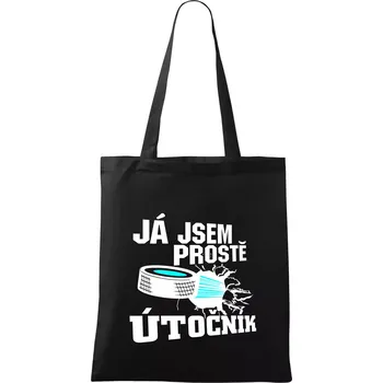 Já jsem prostě útočník (hokej) - Taška bavlněná - 42 x 38 cm ( Černá )