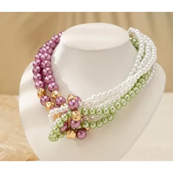 Náhrdelník BUBLA Motané perly barevné