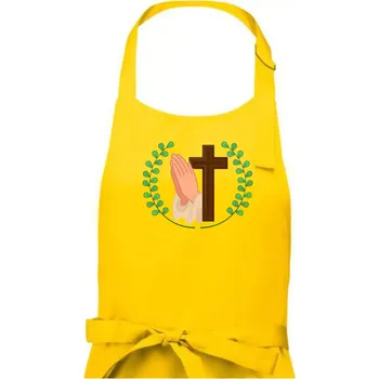 Kuchyňská zástěra Věnec - kříž a modlení - Pánská zástěra na vaření - Univerzální velikost ( Žlutá )