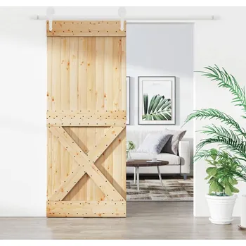 Interiérové dveře Posuvné dveře s kováním 85 x 210 cm masivní borové dřevo IM_3203268