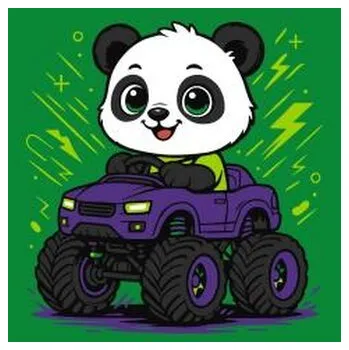 Set školních potřeb Malowanie po numerach - Panda w samochodzie Kids