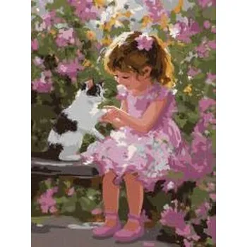 Set školních potřeb Malowanie po numerach - Zabawy z kotkiem 30x40cm