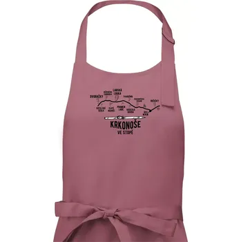Kuchyňská zástěra Krkonoše ve stopě - Pánská zástěra na vaření - Univerzální velikost ( Starorůžová )