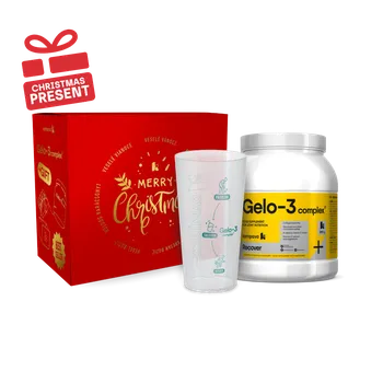 Kloubní výživa Vánoční Gelo-3 Complex 390 g/30 dávek, broskev + pohár