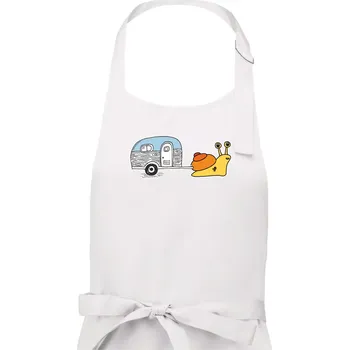 Kuchyňská zástěra Šnečí obytňák - Dámská zástěra na vaření - Univerzální velikost ( Bílá )