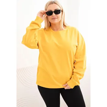 Dámská mikina Dámská plussize basic mikina s kulatým výstřihem/BARVY Barva: Hořčice, Velikost: XXL