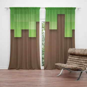 Závěs Sablio Závěs Green Blocks 2: 2ks 140x250cm