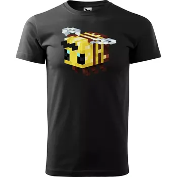 Pánské tričko Sablio Tričko s potiskem Blocks Bee - černé 5XL