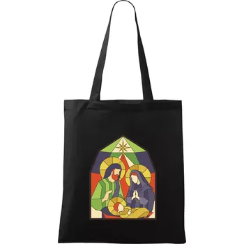 Nákupní taška Vitráž - jesličky - Taška bavlněná - 42 x 38 cm ( Černá )