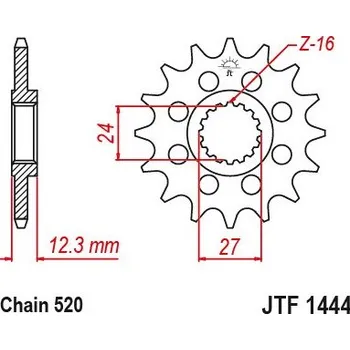 Řetězová sada pro motocykl Řetězové kolečko JT JTF 1444-15 15 zubů, 520