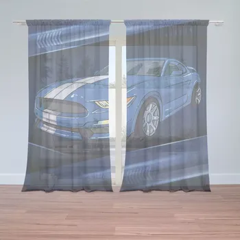 Záclona Sablio Záclony Mustang Modré pozadí s pruhy: 2ks 150x250cm