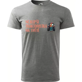 Sablio Tričko s potiskem Nejlepší traktoristka na světě - šedé 2XL