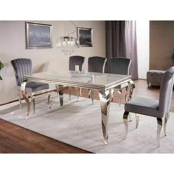 Jídelní stůl Designový jídelní stůl PREDRAG - bílý mramor / chrom
