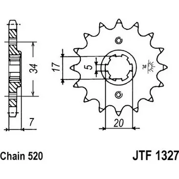 Řetězová sada pro motocykl Řetězové kolečko JT JTF 1327-15 15 zubů, 520