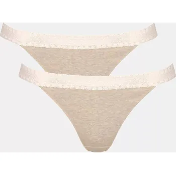 Kalhotky Dámská šedá tanga GO Ribbed od Sloggi - 2 ks, GRAY L i343_10217740-M013-L