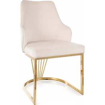 Jídelní židle Designová jídelní židle VALBURKA - světle béžová / zlatá