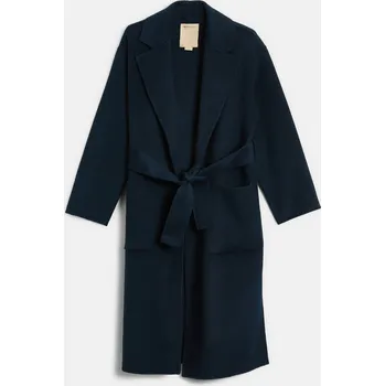 Dámský kabát KABÁT WOOLRICH DOUBLE WOOL BELTED COAT MELTON BLUE