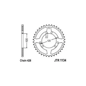Řetězová sada pro motocykl Řetězová rozeta JT JTR 1134-54 54 zubů, 428