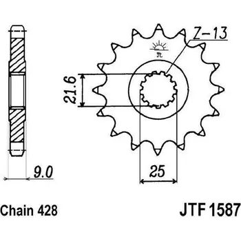 Řetězová sada pro motocykl Řetězové kolečko JT JTF 1587-20 20 zubů, 428