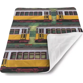 deka Sablio Deka pro miminko Lisabonské historické tramvaje Zelený Pattern - 80x100 cm