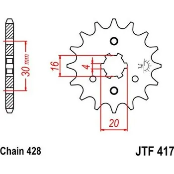 Řetězová sada pro motocykl Řetězové kolečko JT JTF 417-13 13 zubů, 428