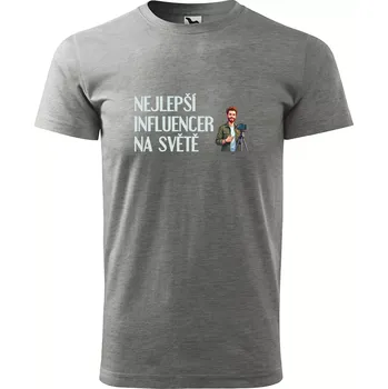 Pánské tričko Sablio Tričko s potiskem Nejlepší influencer na světě - šedé S