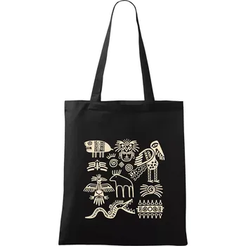 Nákupní taška Indiánské znaky - Taška bavlněná - 42 x 38 cm ( Černá )