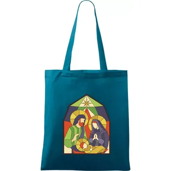 Vitráž - jesličky - Taška bavlněná - 42 x 38 cm ( Petrolejová )