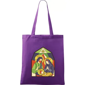 Vitráž - jesličky - Taška bavlněná - 42 x 38 cm ( Fialová )