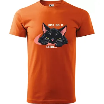 Pánské tričko Sablio Tričko s potiskem Just do it. Later... - oranžové 2XL