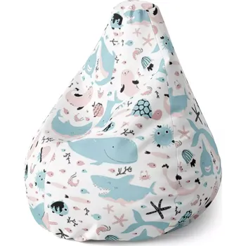 Sedací pytel Sablio Sedací vak Pear Animovaný mořský svět - 70 x 95 x 15 cm
