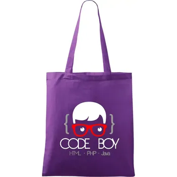 Code Boy - Taška bavlněná - 42 x 38 cm ( Fialová )