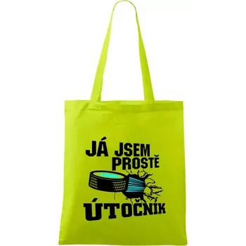 Já jsem prostě útočník (hokej) - Taška bavlněná - 42 x 38 cm ( Limetková )